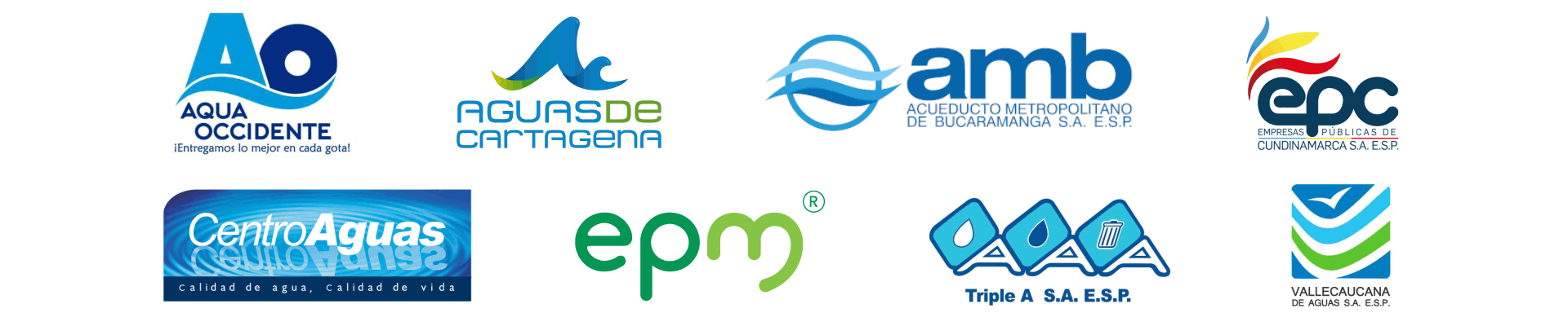 AGUAS DE CARTAGENA S.A. E.S.P., amb - Acueducto Metropolitano de Bucaramanga E.S.P., AQUAOCCIDENTE S.A. E.S.P., EPM, Triple A